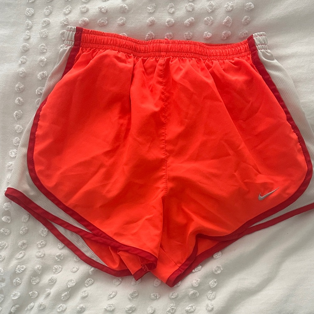 Nike Women's Orange and White Athletic Shorts
